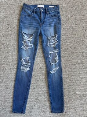 PacSun Distressed Dark Blue Skinny Jeans for Women